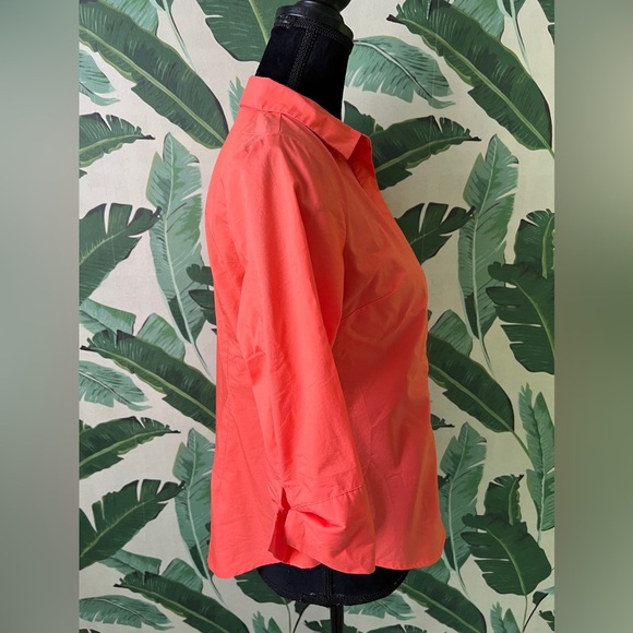 Y2K Blouse Button Down Top Size M Coral Orange - Picture 4 of 5